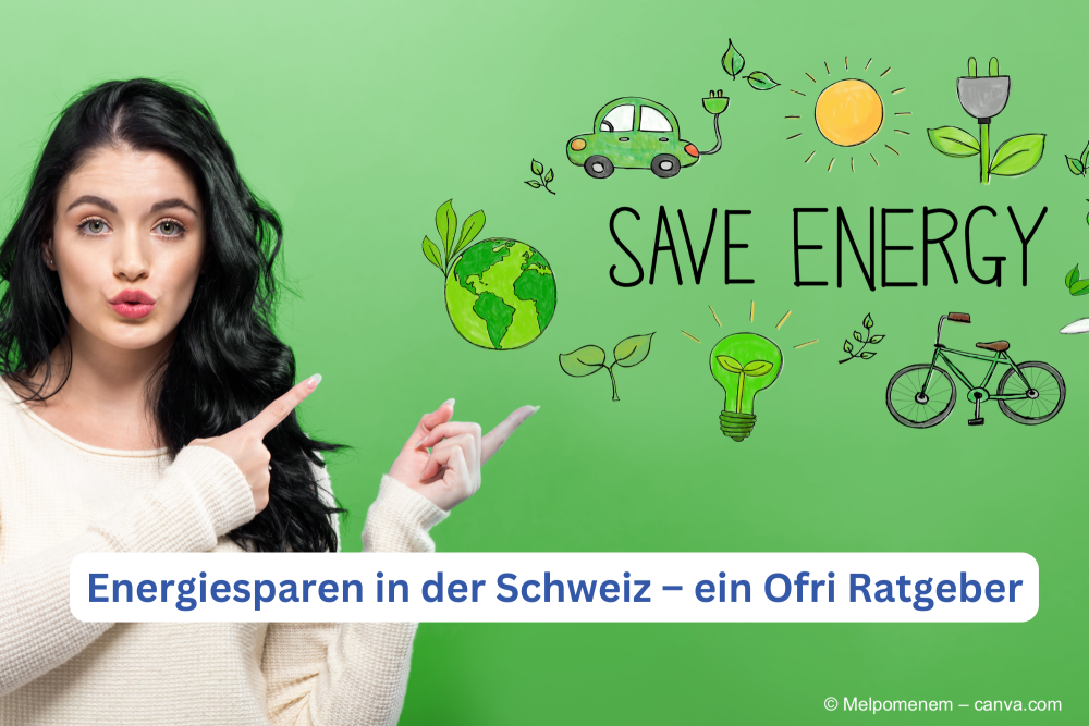 Frau die auf den Titel zeigt so sparst du Energie in der Schweiz