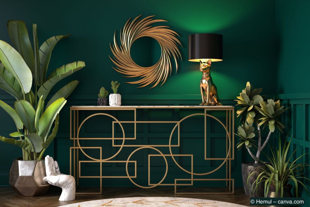 Gruen-golden-gestalteter-Raum