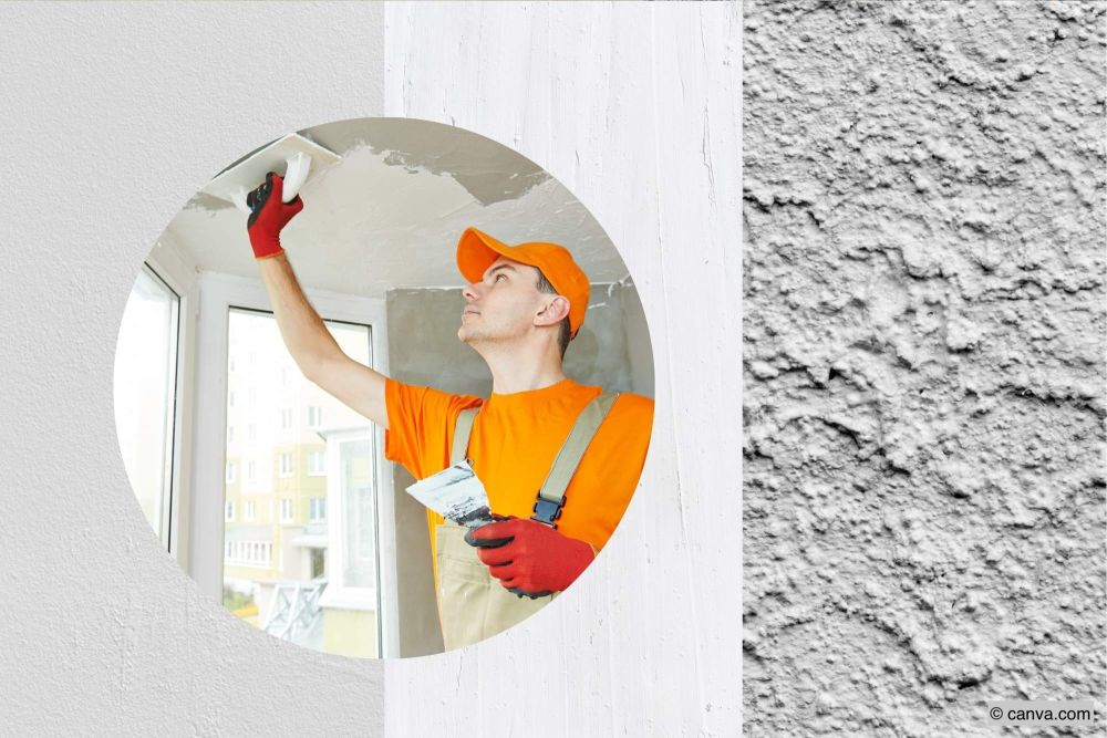 Decke-wird-von-einem-Meister-verputzt