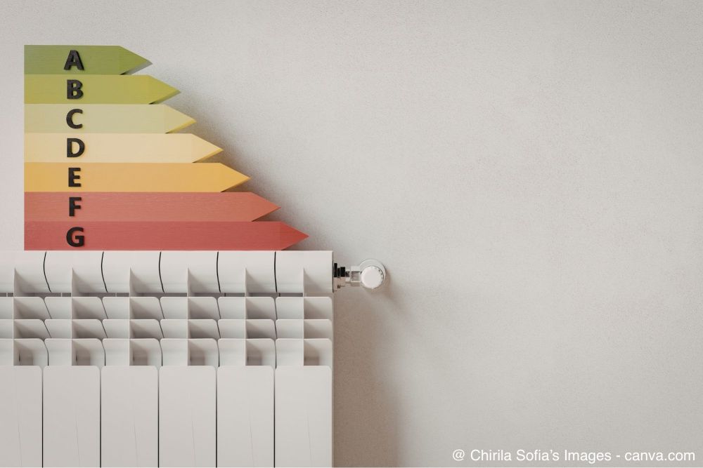 Energiesymbole mit Heizkörper