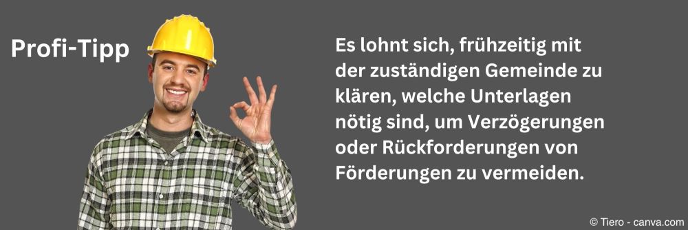 Profitipp zur Abklärung von nötigen Unterlagen für die Förderungen