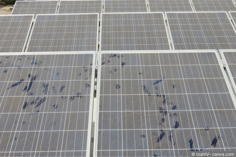 Verschmutzte Solarmodule mit Staub