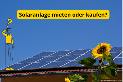 Solaranlage mit Sonnenblume im Vordergrund