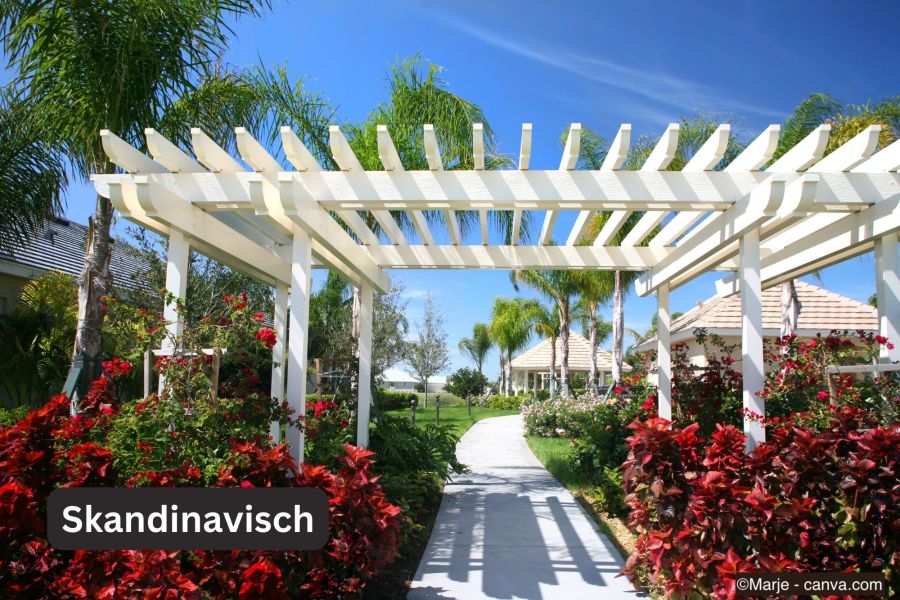 Moderne Holz-Pergola mit skandinavischen Design