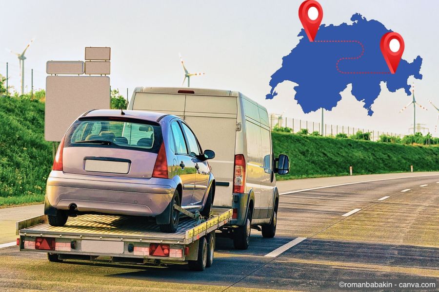 Fachbetrieb transportiert ein Auto