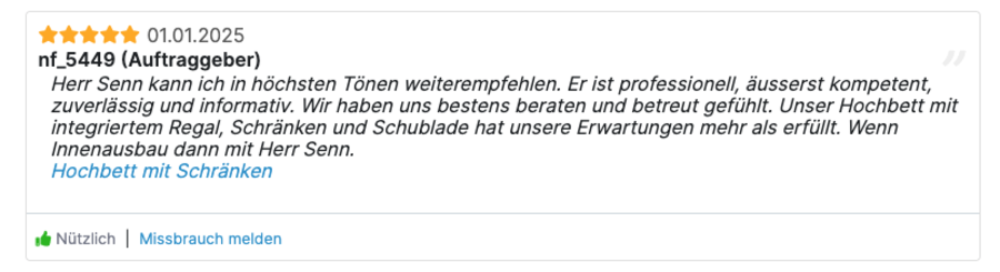 Verifizierte 5-Sterne-Kundenbewertung auf Ofri.ch