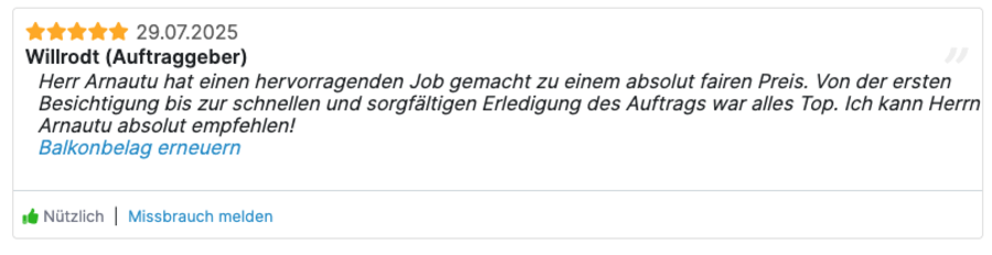 Verifizierte 5-Sterne-Kundenbewertung auf Ofri.ch