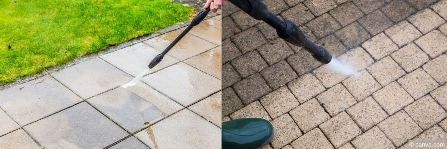 Terrasse mit Hochdruckreiniger reinigen