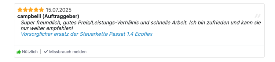 Verifizierte 5-Sterne-Kundenbewertung auf Ofri.ch