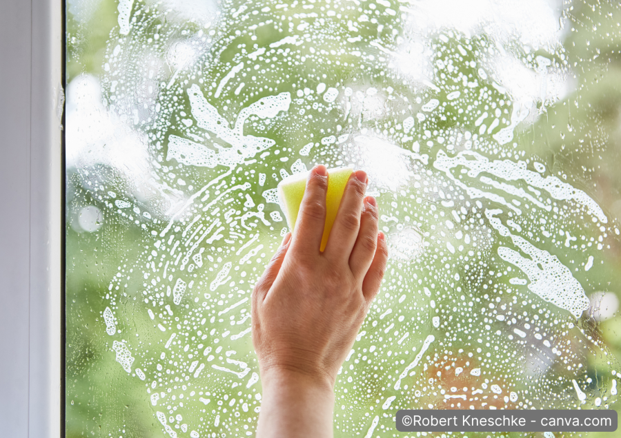 Reinigung des Fensterglases