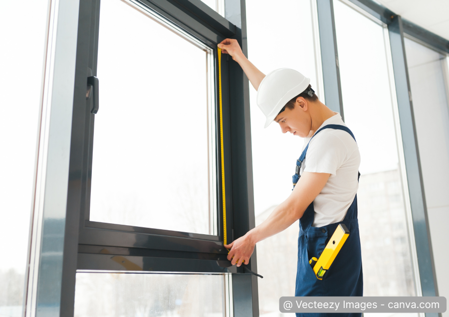 Fensterbauer baut Fenster ein