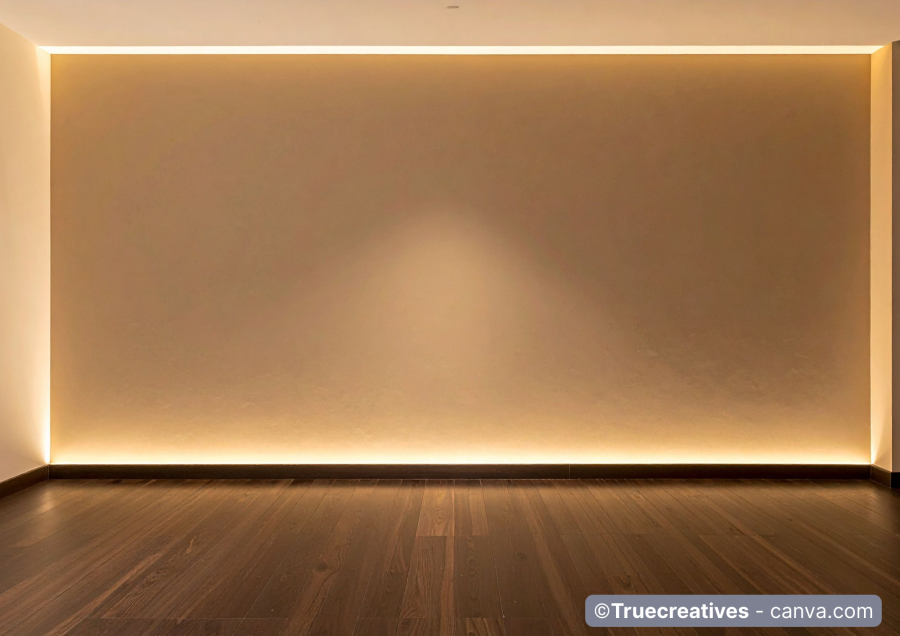 Wand mit versteckter Beleuchtung