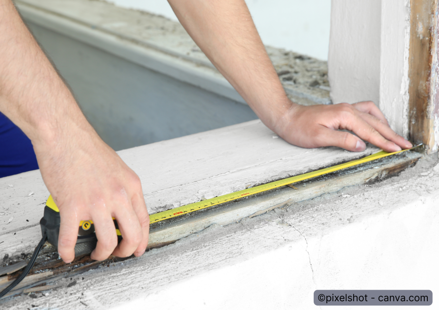 Fensterlaibung wird ausgemessen