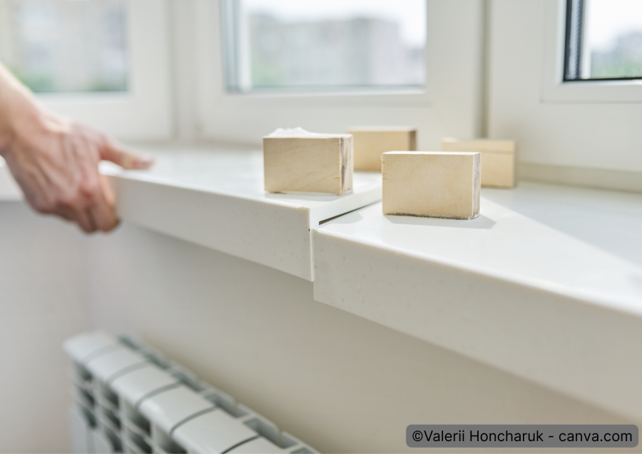 Fensterbank wird montiert