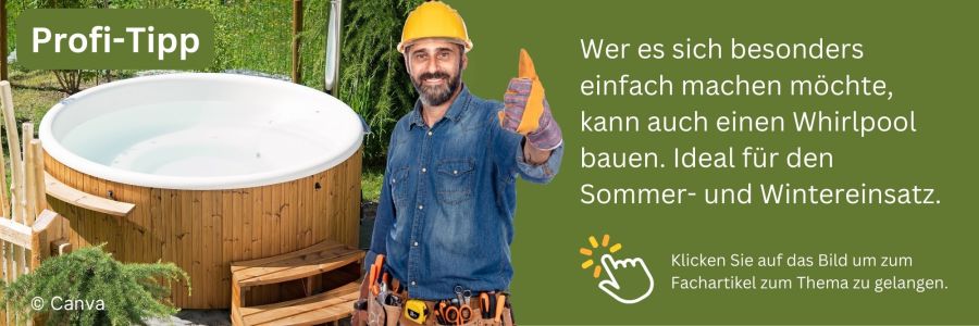 Whirlpool aus Holz im Garten als Alternative zum selbstgebauten Pool