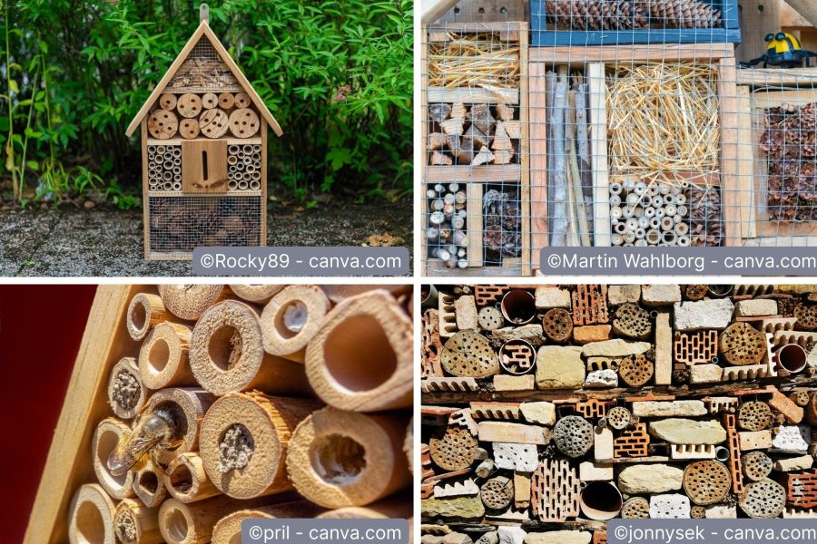 Insektenhotel mit natürlichen Füllmaterialien
