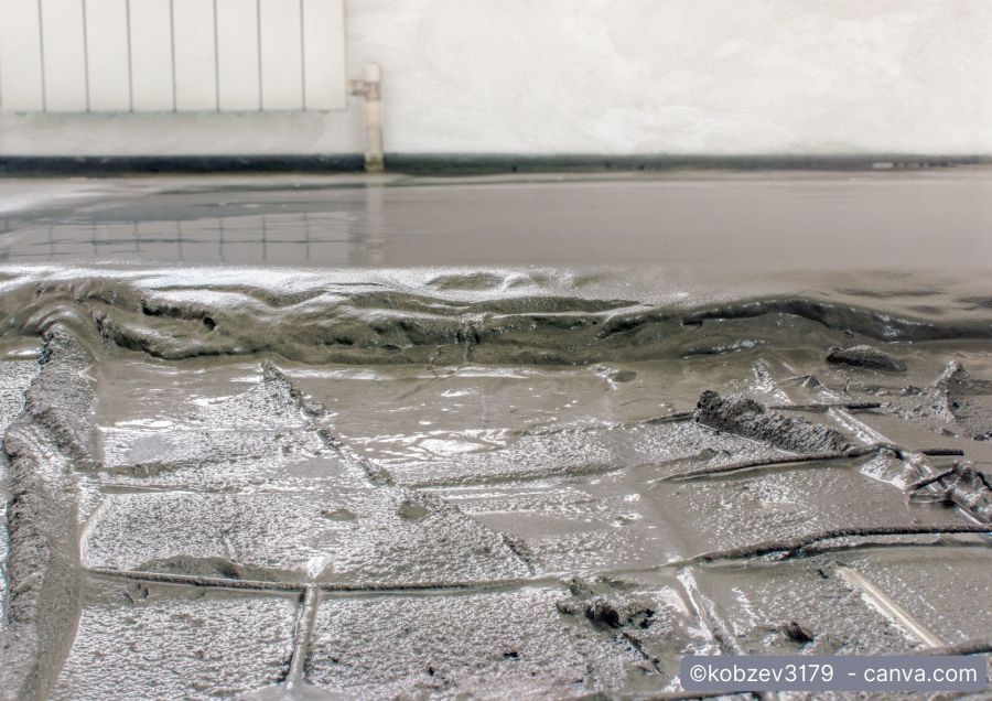 Fluessiger Estrich ueber Fussbodenheizung