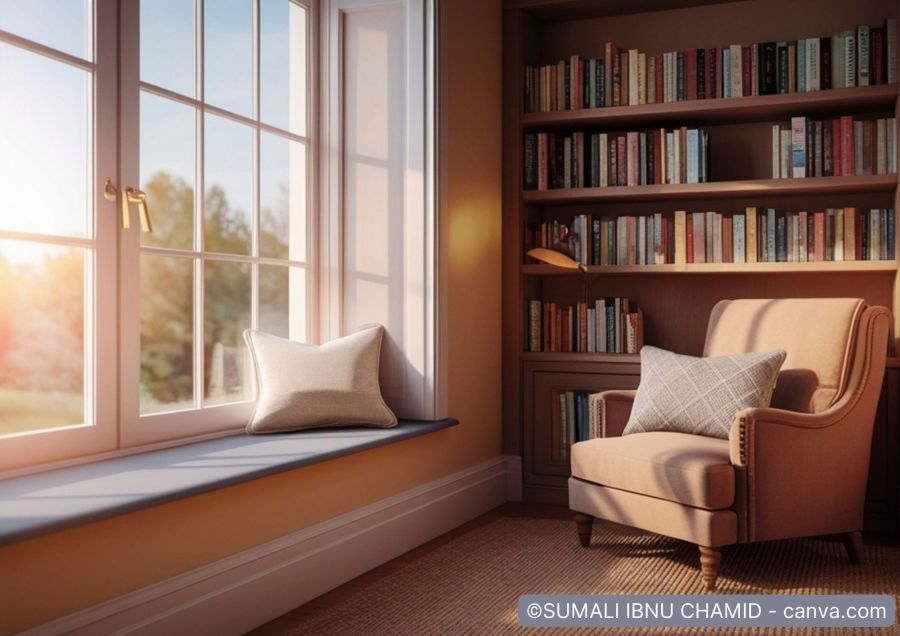 Behagliches Lesezimmer mit Sockelheizung