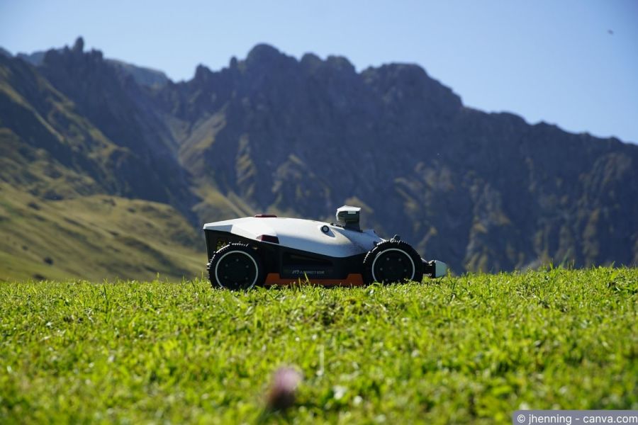 Mähroboter auf einer Wiese