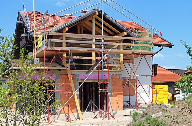 Bauarbeiten für einen Anbau ans Haus