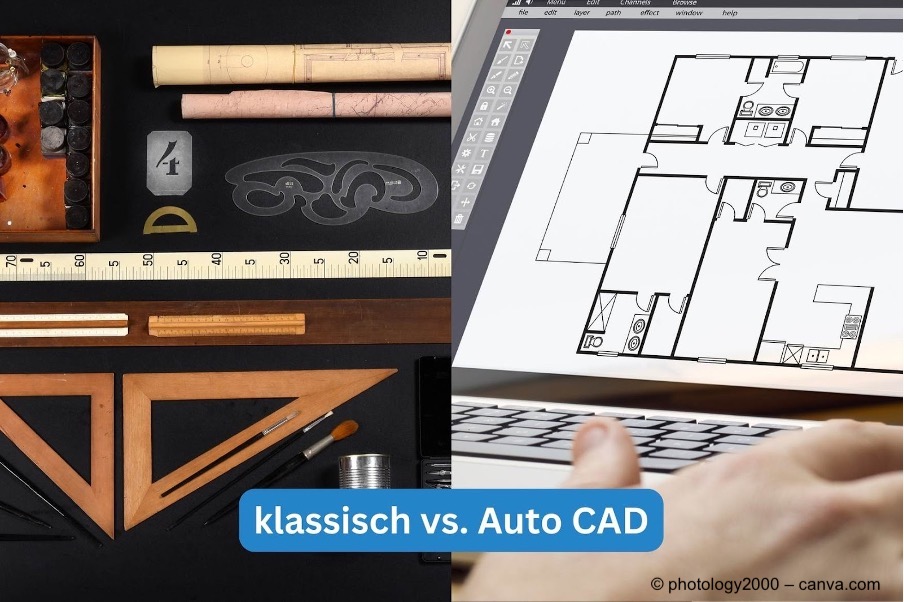links-zeichenpult-rechts-Zeichnungen-mit-Auto-CAD-Programm