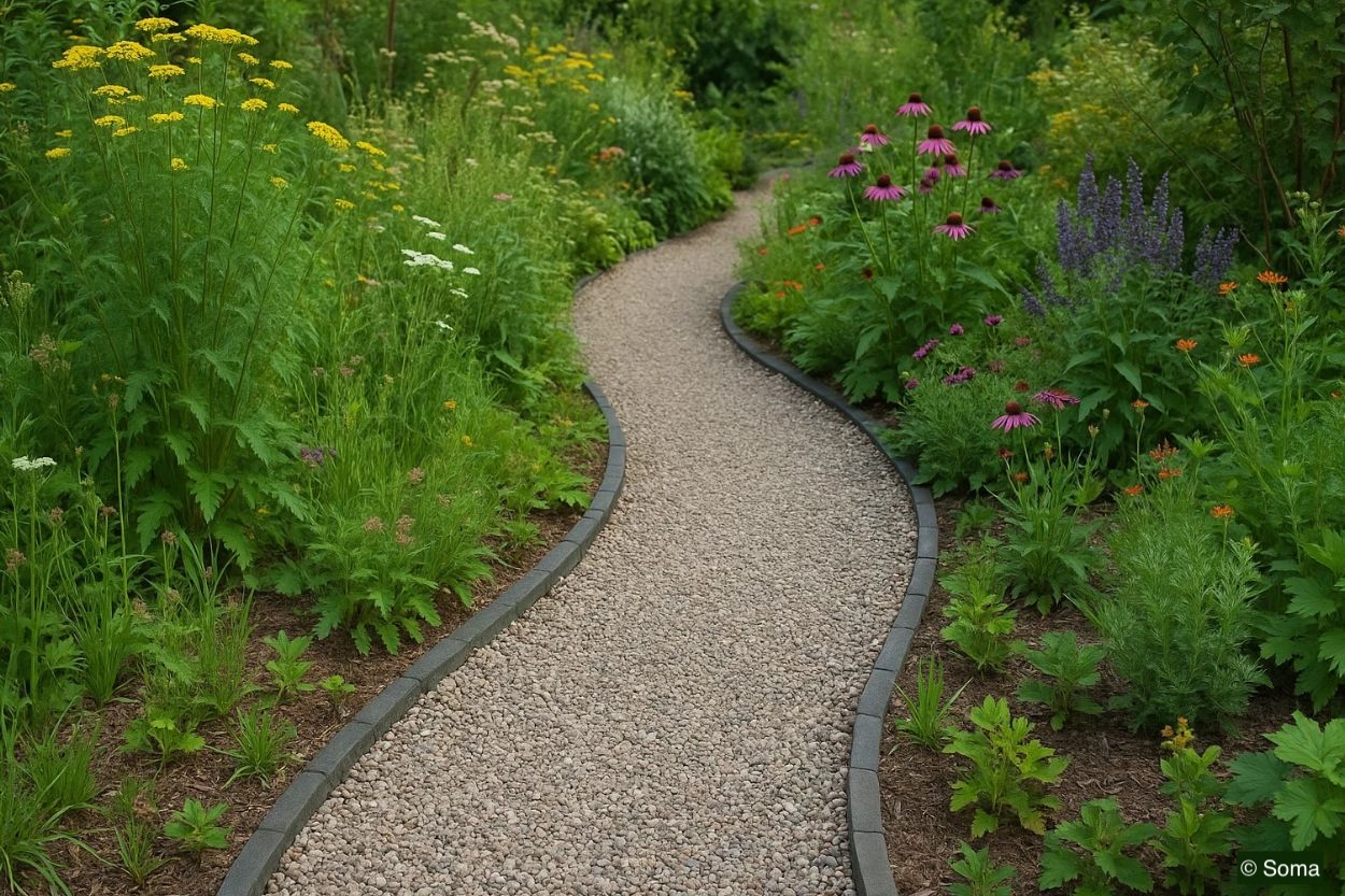 angelegter-Kiesplatz-Gartenweg